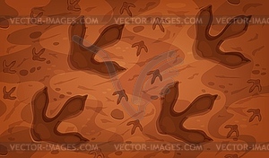 Dinosaur fossil footprints of prehistoric era - vector clip art