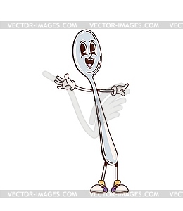 Spoon retro groovy kitchenware cartoon character - vector EPS clipart