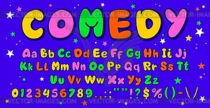 Тип шрифта Comics bubble, алфавит с воздушным шаром - изображение в векторе