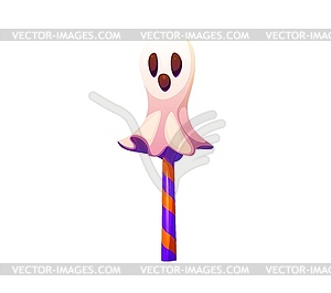Cartoon Halloween ghost lollipop candy or cake pop - vector clipart