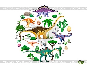 Cartoon prehistoric dinosaur characters - vector image