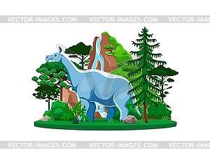 Indricotherium prehistoric dinosaur in jungle - vector clipart