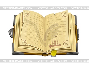Medieval ancient manuscript, magic spellbook book - vector image