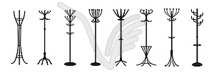 Coat hanger and hats racks with for dress garments - vector image