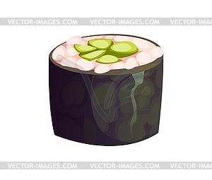 Cartoon kappamaki japanese roll with cucumber - vector image