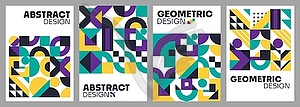 Abstract modern geometric posters of color shapes - vector image