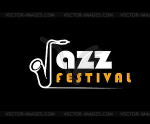 Jazz music festival icon with saxophone silhouette - royalty-free vector image