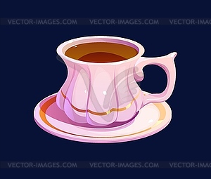 Flower herbal, fruit and berry tea cup and saucer - vector clipart