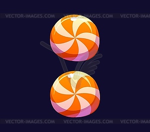 Cartoon colon punctuation symbol, candy alphabet - vector image