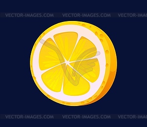 Cartoon lemon fruit slice circular piece of citrus - vector clip art