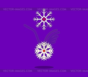 Счастливого Рождества, снежинки, точки с двоеточием, символический знак - клипарт в векторе / векторное изображение
