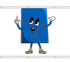 Cartoon groovy school notebook retro character - vector clipart