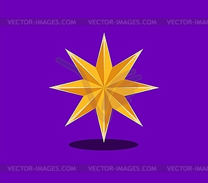 Merry Christmas font, dot symbol as golden star - vector clip art