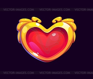 Cartoon game heart with glossy red center - vector clipart