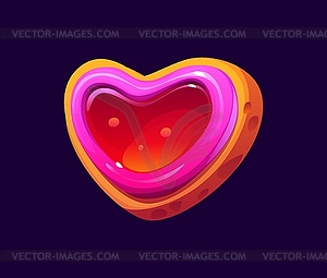 Cartoon valentine heart cookie, pink candy sweets - color vector clipart