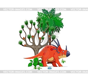 Cartoon dinosaur, prehistoric lizard Styracosaurus - vector clipart
