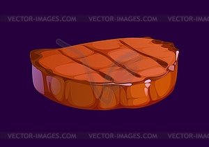 Cartoon meat steak with sear marks, bbq beefsteak - vector clipart