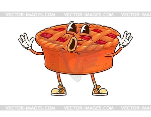 Cartoon groovy pumpkin pie thanksgiving character - vector clipart / vector image