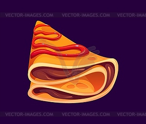 Cartoon crepe drizzled with strawberry sauce, - vector clipart