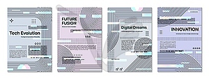 Futuristic glitch posters or geometric backgrounds - royalty-free vector image