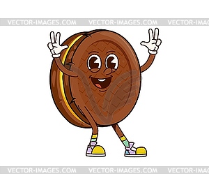 Bakery cookie dessert groovy happy character - vector image