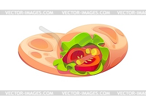 Wrap filled with fresh vegetables and greens - vector image