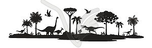 Prehistoric dinosaur silhouettes, Jurassic era - vector EPS clipart