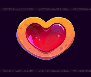 Heart gem for cartoon game asset or GUI element - vector image