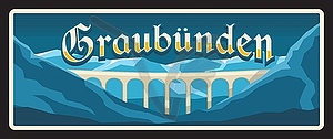 Граубюнден или Гризон, проездной билет швейцарского кантона - рисунок в векторном формате