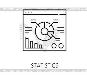 Data analytics and statistics analysis line icon - vector image