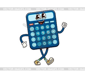 School education calculator groovy retro character - vector image