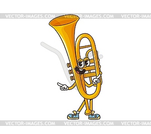 Cartoon trumpet musical instrument character - vector image