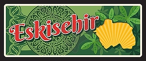 Retro banner Eskisehir Turkish city vintage plate - vector image