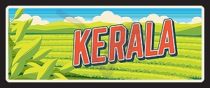 Kerala state of India vintage travel plate - royalty-free vector clipart