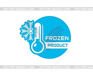 Frozen food product icon snowflake and thermometer - vector clipart