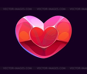 Heart jewel crystal for cartoon game asset or GUI - vector image