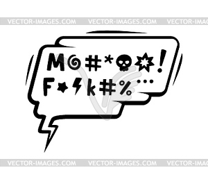 Comic swear curse in speech bubble, expletive word - vector image