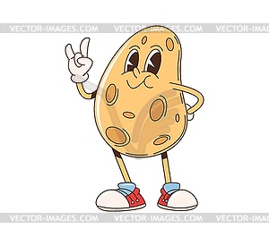Potato barbeque cartoon groovy veggie character - vector image