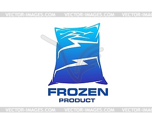 Frozen product icon, blue ice rock for cold food - vector clipart