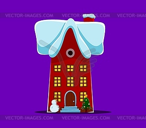 Christmas font alphabet, letter T as winter house - vector image