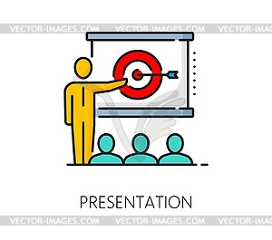 Recruitment or job presentation color line icon - royalty-free vector clipart