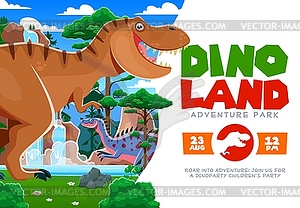 Dino park banner inviting children to party - vector clipart