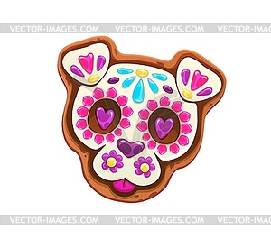 Calavera dog skull cookie for Mexican holiday - color vector clipart