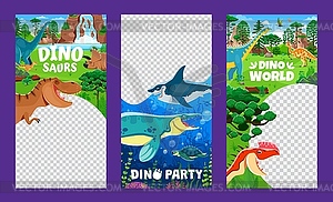 Dino party and park poster templates with dinosaur - vector clipart / vector image