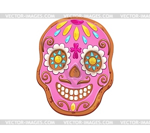 Mexican calavera skull cookie for Dead Day holiday - vector clipart