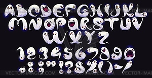 Шрифт Halloween ghosts, шрифт monster alphabet - иллюстрация в векторном формате