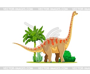 Dinosaur, cartoon prehistoric lizard Brachiosaurus - vector clip art