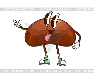 Groovy chocolate candy character sticking tongue - royalty-free vector clipart