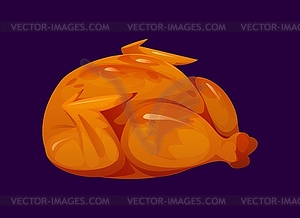 Cartoon fried chicken, whole roasted turkey food - vector clipart