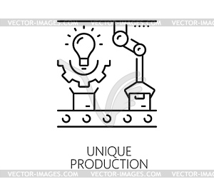 Значок автоматической или ручной производственной линии для производства - изображение в векторном виде